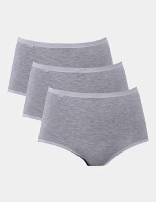 womens sloggi 3pk high waisted full briefs - grey mix, grey mix