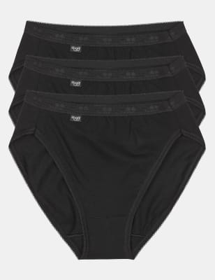 

Womens Sloggi 3er-Pack Tai-Slips mit hohem Baumwollanteil - Black, Black