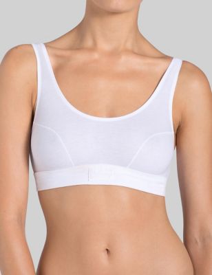 womens sloggi double comfort cotton rich sleeveless crop top - white, white