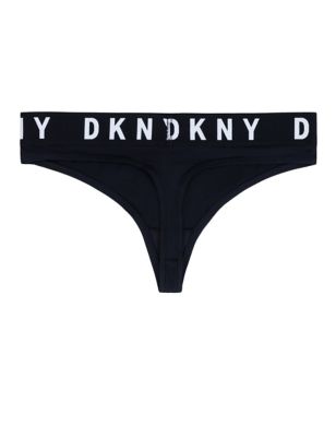 Dkny Womens Cotton Blend Thong - M - Black, Black,Grey,White,Pink