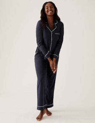 Dkny Womens Cotton Rich Pyjama Set - Navy, Navy