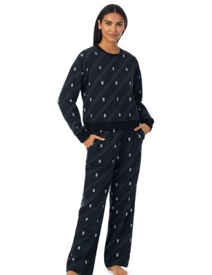 Cotton Rich Striped Logo Print Pyjama Set