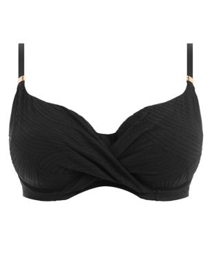 Fantasie Womens Ottawa Wired Wrap Scoop Neck Bikini Top (D-H) - 32FF - Black, Black,Blue