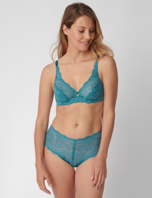 

Womens TRIUMPH Amourette 300 Lace Underwired Full Cup Bra B-G - Blue, Blue