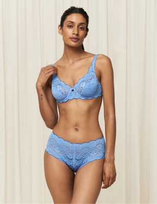 

Womens Triumph Amourette 300 Lace Underwired Full Cup Bra B-G - Light Blue, Light Blue