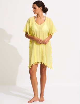 Amnesia Pure Cotton Tassel Beach Cover Up Kaftan