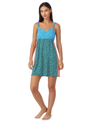 Dkny Womens Floral Chemise - XS - Green Mix, Green Mix