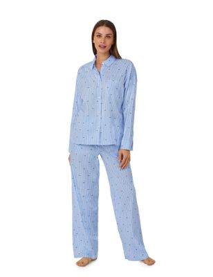 Dkny Womens Cotton Rich Striped Pyjama Set - XS - Blue Mix, Blue Mix