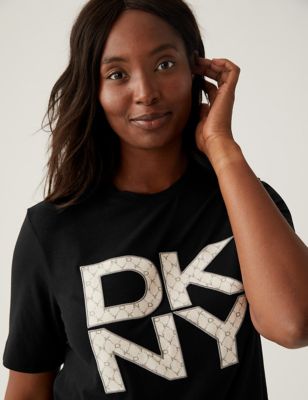 Dkny Womens Cotton Rich Logo Print Shortie Set - XS - Black Mix, Black Mix,Multi