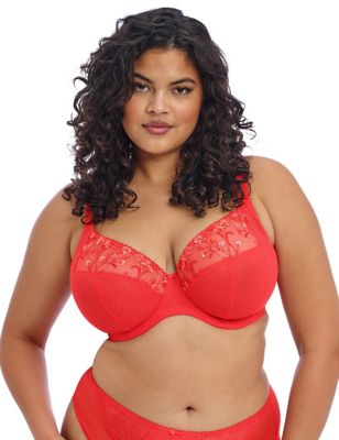 Elomi Womens Charley Wired Plunge Bra - 44G - Bright Red, Bright Red