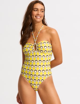 Printed Padded Bandeau Swimsuit