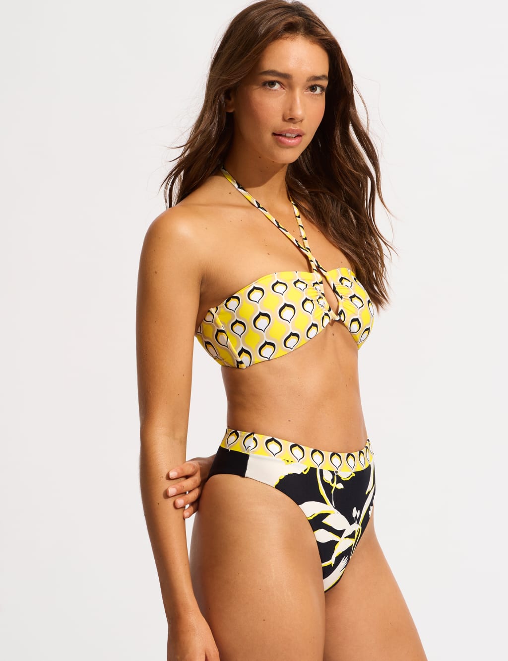 Printed Padded Bandeau Halterneck Bikini Top image 3
