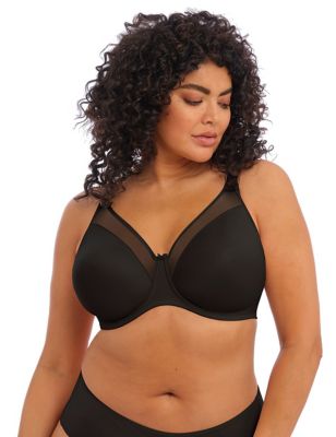 Elomi Womens Smooth Moulded Wired T-Shirt Bra DD-H - 36G - Black, Black,Beige