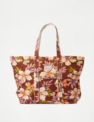 Billabong Womens All Day Pure Cotton Floral Tote Bag - Brown Mix, Brown Mix
