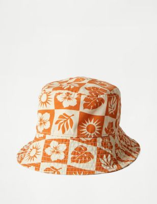 Billabong Women's Pure Cotton Printed Bucket Hat - Orange Mix, Orange Mix