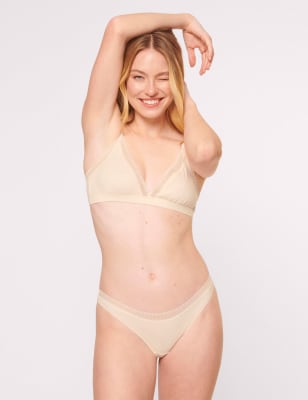 

Womens Sloggi 2er-Pack gerippte Brazilian-Slips mit hohem Baumwollanteil - Ivory Mix, Ivory Mix