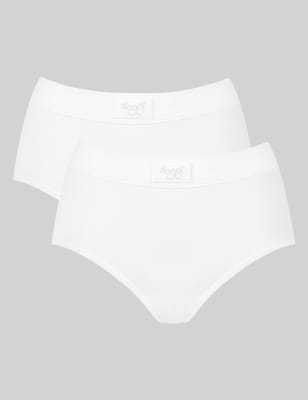 Sloggi Tai Briefs Knickers Chic 4 Pack Brief Cotton Rich Breathable  Lingerie White