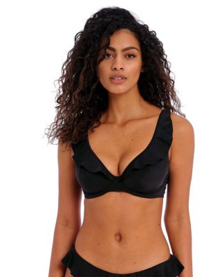 Freya Womens Jewel Cove Wired Plunge Bikini Top - 30D - Black, Black