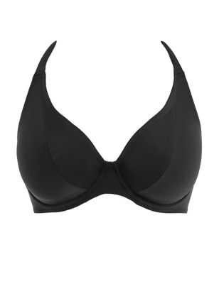 Freya Womens Jewel Cove Plunge Halterneck Bikini Top - 32D - Black, Black