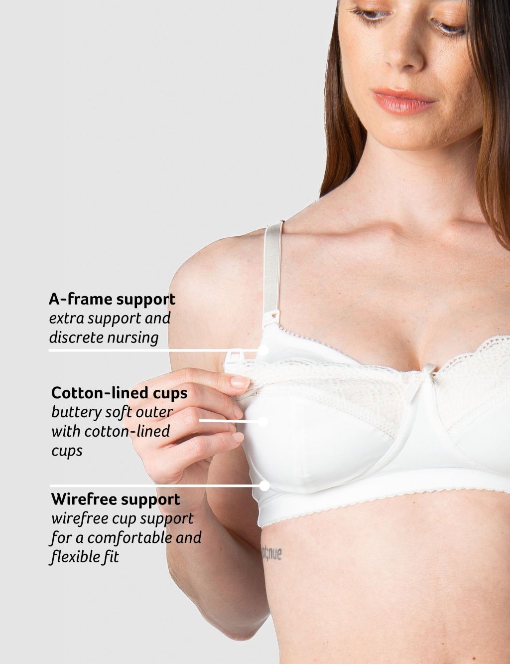 Cream, Maternity and Nursing bras