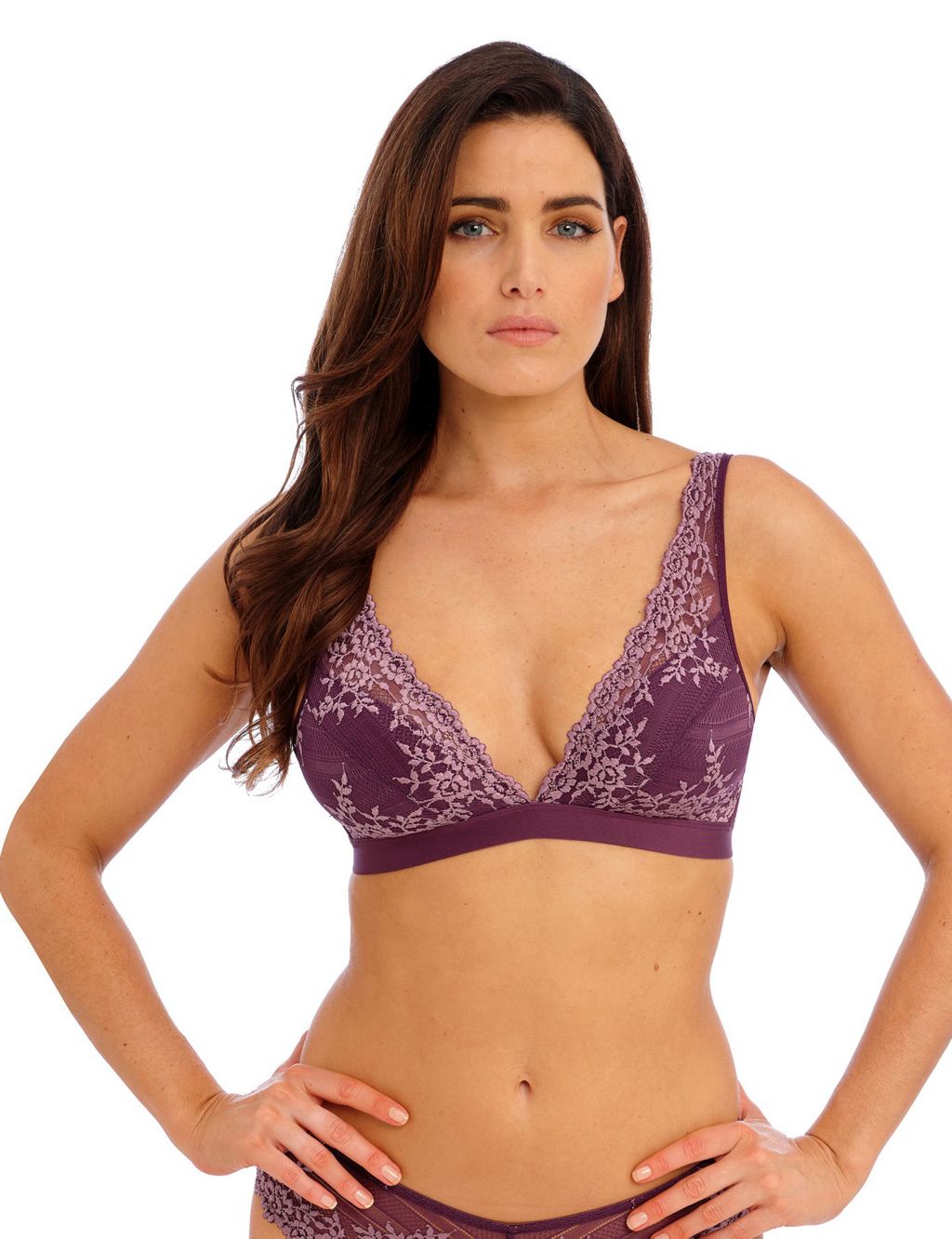 MARKS & SPENCER M&S LACE NON-WIRED PLUNGE DEEP PURPLE BRALET BRALETTE RRP  £18