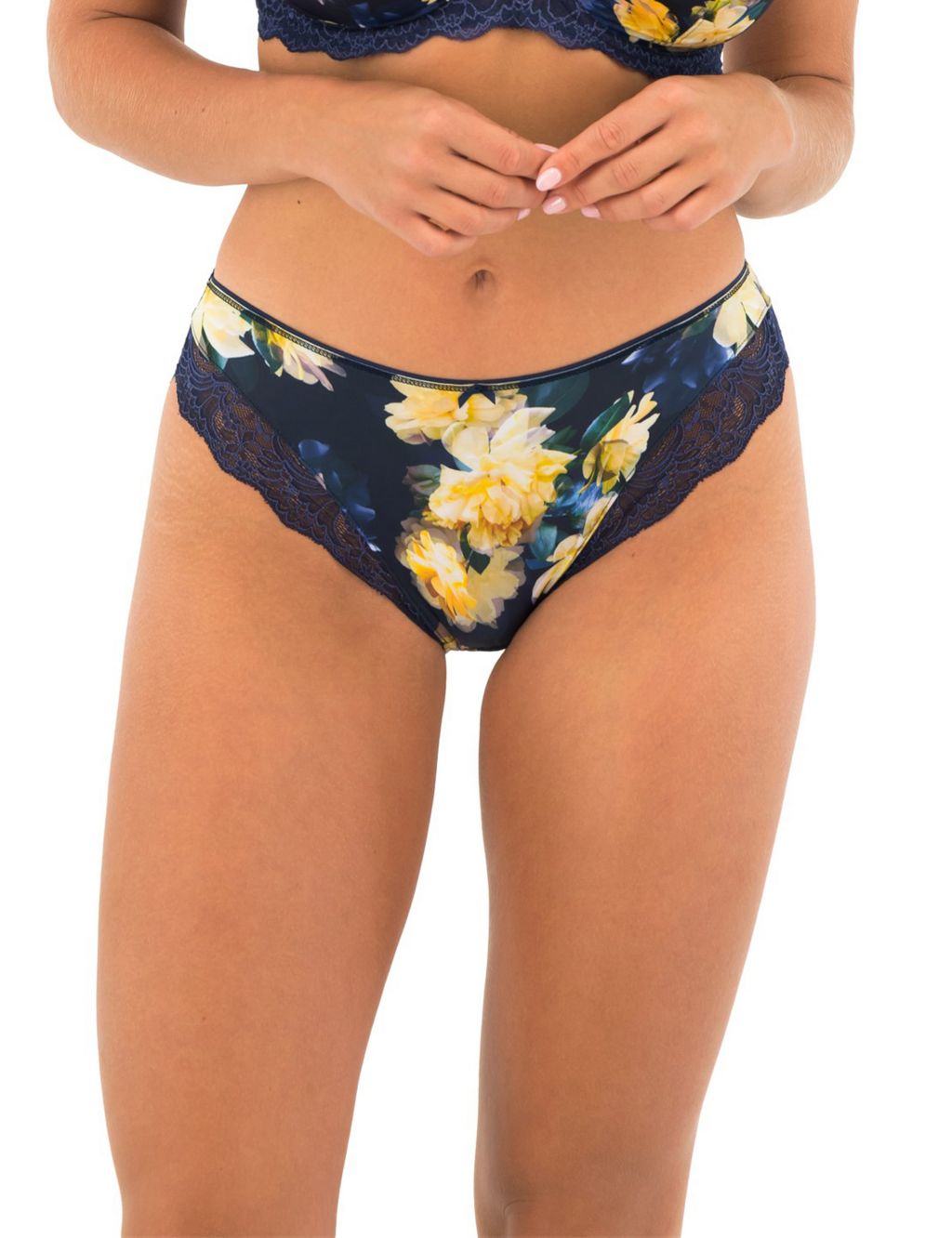 Solid Navy Knickers, Navy/Yellow/White Overstitch