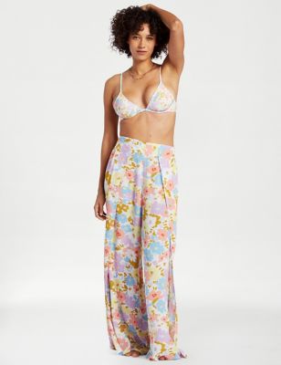 Billabong Womens Split Spirit Floral Wide Leg Beach Trousers - Multi, Multi