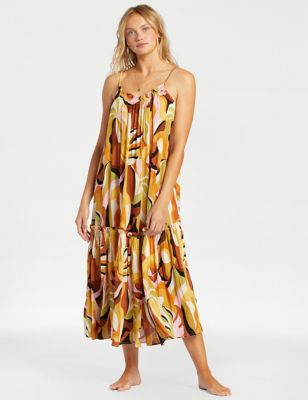 Billabong Womens Sun Follower Printed V-Neck Maxi Beach Dress - Multi, Multi