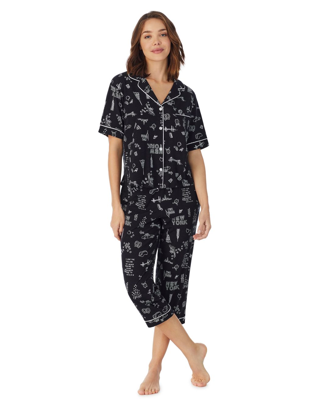 Cotton Rich Printed Cropped Pyjama Set image 1