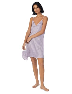 Jacquard Satin Short Chemise And Eye Mask