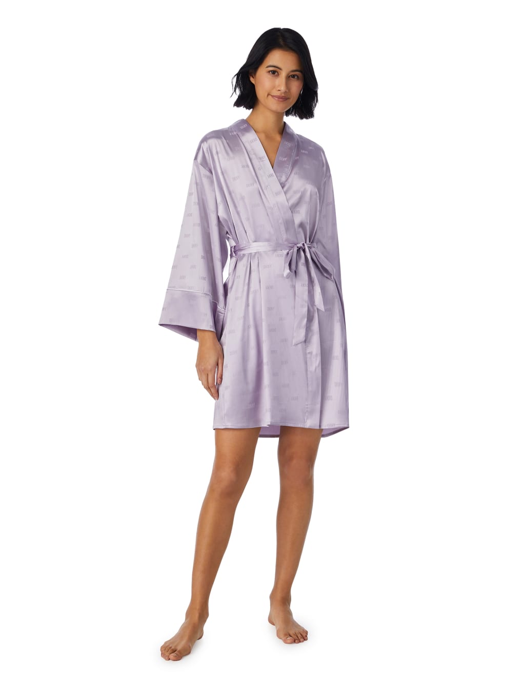 Satin Logo Tie Short Kimono Wrap image 1