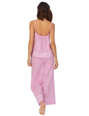 Dkny Womens Cotton Rich Striped Cropped Pyjama Set - L - Pink, Pink