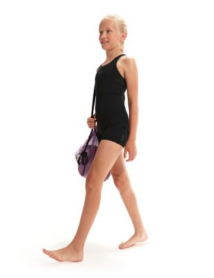Speedo Girl's Endurance+ Swimsuit (5-16 Yrs) - 7-8 Y - Black, Black
