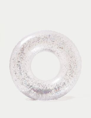 Sunnylife Inflatable Glitter Pool Ring - Silver Mix, Silver Mix