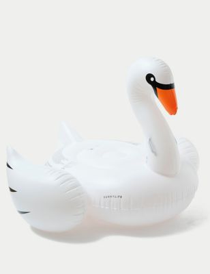 Sunnylife Inflatable Luxe Ride-On Swan Float - White, White