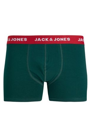 

Mens JACK AND JONES 2pk Cotton Rich Christmas Print Boxers - Multi, Multi