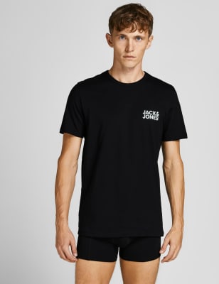 

Mens JACK & JONES Cotton Rich Boxers and T-Shirt Set - Black Mix, Black Mix