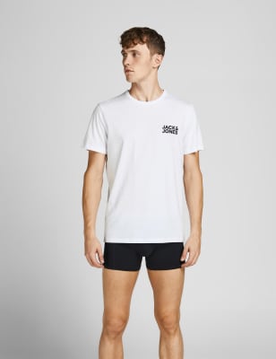 

Mens JACK & JONES Cotton Rich Boxers and T-Shirt Set - White Mix, White Mix