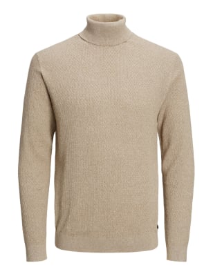 

Mens JACK & JONES Pullover aus Baumwollmischgewebe mit Rollkragen - Stone, Stone