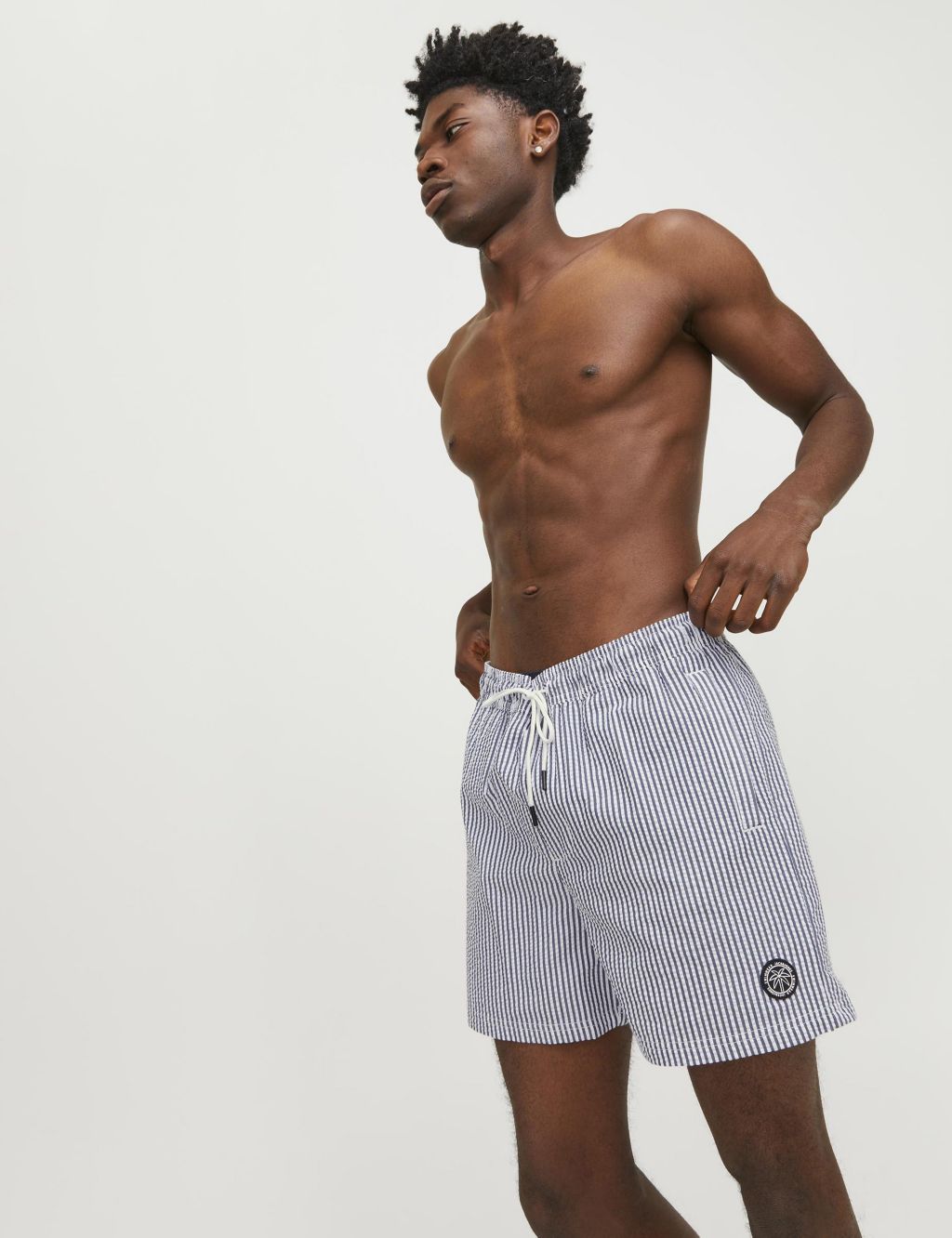 Cotton Rich Striped Seersucker Swim Shorts