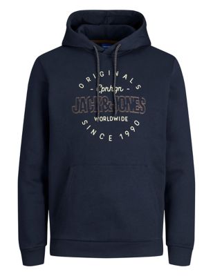 M&S Jack & Jones Mens Cotton Rich Logo Hoodie