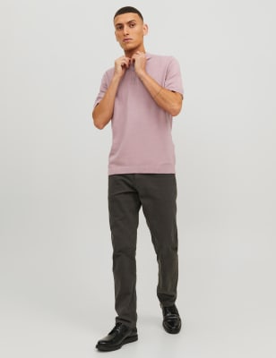 

Mens JACK & JONES Poloshirt im Stricklook mit hohem Baumwollanteil - Mauve, Mauve