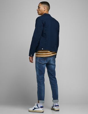 

Mens JACK & JONES Slim Fit Cotton Rich 5 Pocket Jeans - Med Blue Denim, Med Blue Denim