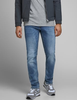 

Mens JACK & JONES Slim Fit 5 Pocket Jeans - Med Blue Denim, Med Blue Denim