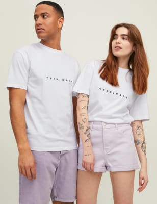 

JACK & JONES Camiseta 100% algodón con escote cerradoMens - White, White