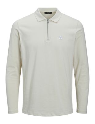 M&S Jack & Jones Mens Pure Cotton Long Sleeve Polo Shirt