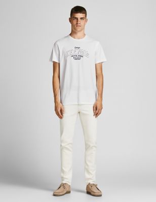M&S Jack & Jones Mens Pure Cotton Embroidered Logo T-Shirt