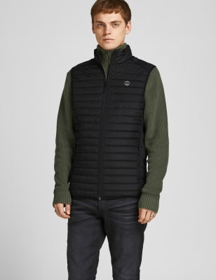 

Mens JACK & JONES Padded Funnel Neck Gilet - Black, Black