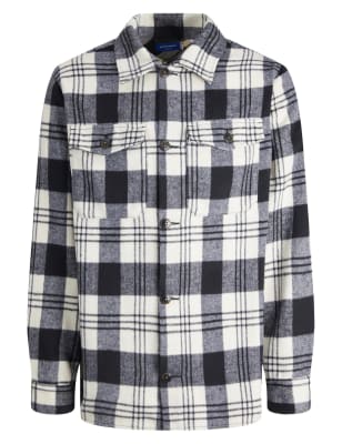 

Mens JACK & JONES Check Overshirt - Navy Mix, Navy Mix