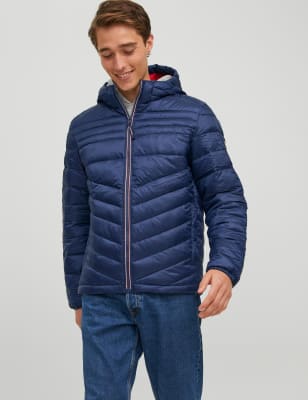 

Mens JACK & JONES Hooded Padded Puffer Jacket - Navy Mix, Navy Mix